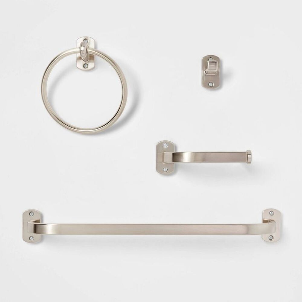 4pc Bath Hardware Set Brushed Nickel - Threshold